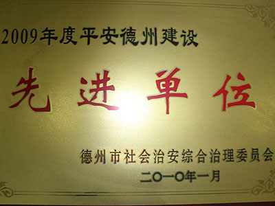 2009年度平安德州建設先進(jìn)單位